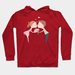 Couple Romantically In A Kiss Hoodie